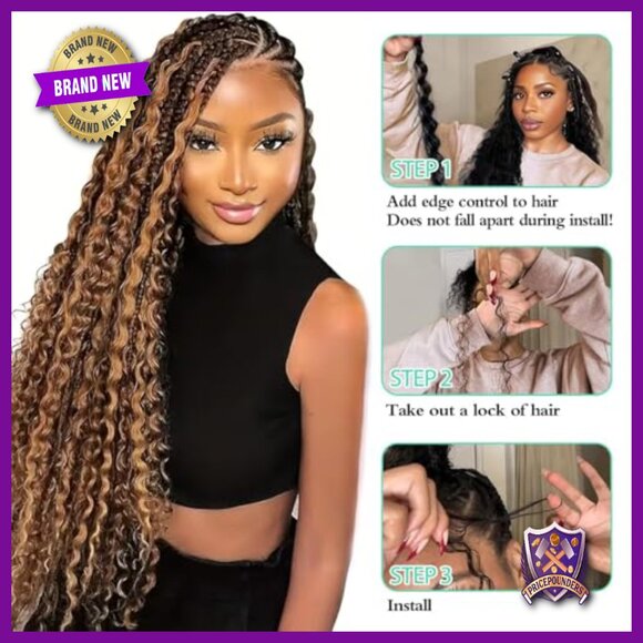 16 Inch Human Hair Extensions for Boho Braids, 100g Deep Wave Curly Bundles main image 6